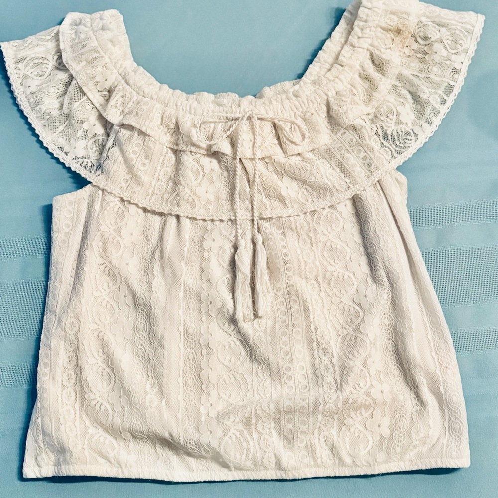 No Boundaries Ivory Lace Top